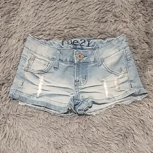 Rue21 Distressed Light Blue Jean Shorts